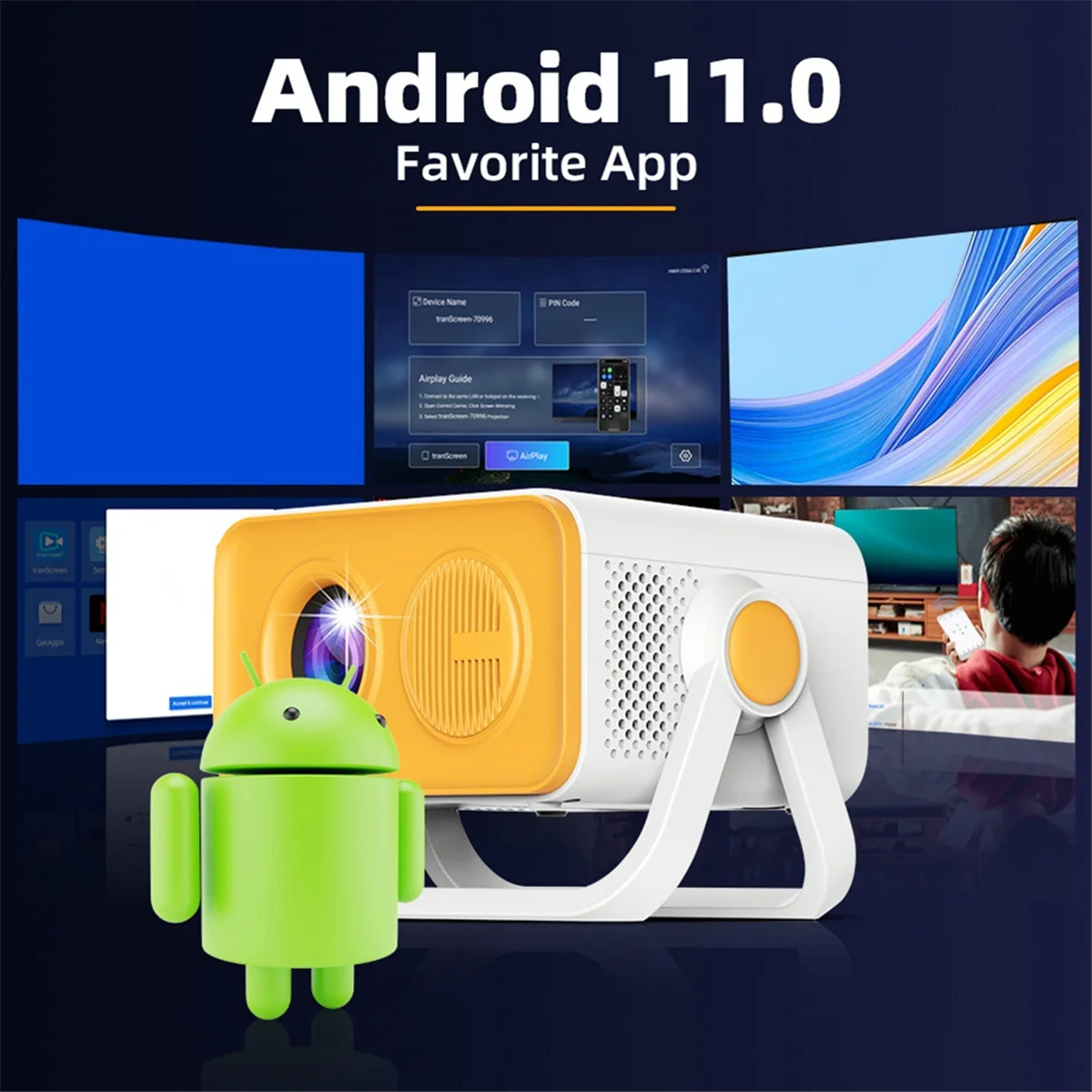 جديد 3C-HT23 PRO المحمولة 4K HD العارض 110 ANSI التركيز التلقائي Android11 BT5.1 WIFI6 جهاز عرض المسرح المنزلي الولايات المتحدة التوصيل