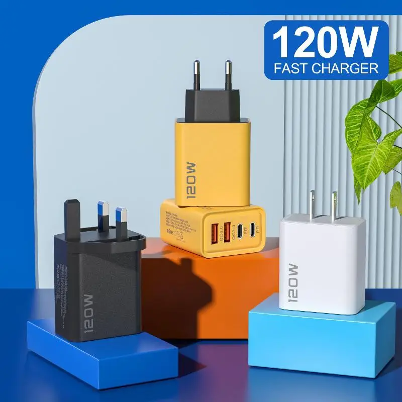 4 Port 120W USB C Fast Charger Station Multi Device Charging PD QC30 Wall Adapter for Phone Home Office