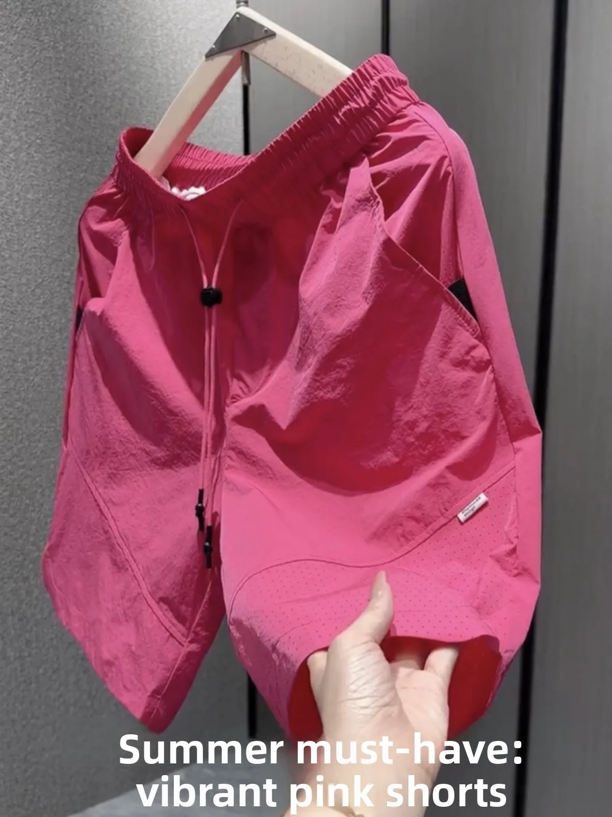 

Мужские летние шорты из ледяного шелка: быстросохнущие, дышащие, модные, повседневные, однотонные, длиной до колена, с эластичным поясом