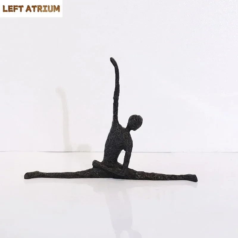 

Gymnast Athlete Abstract Figures Statue Desk Decoration Black Character Cast Iron Sculpture Ornaments Modern Home Decor Crafts