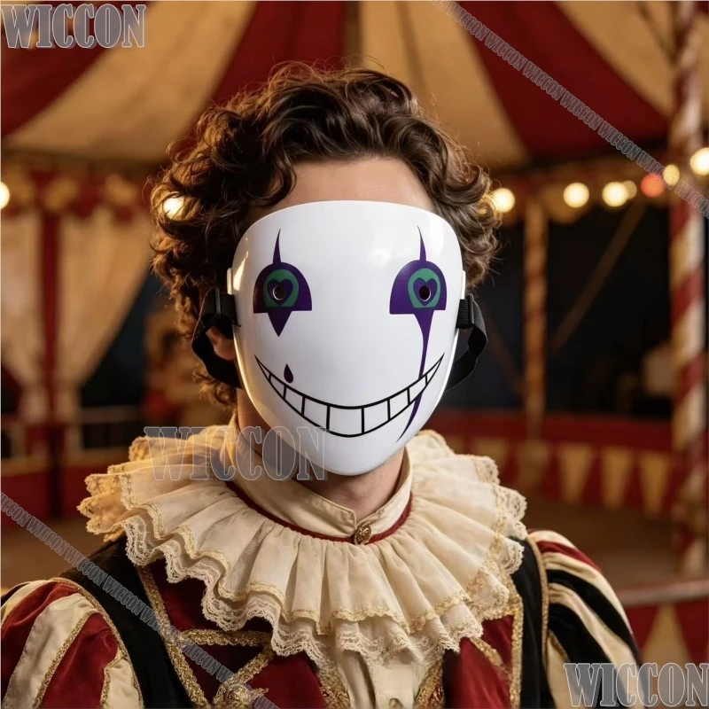 Pierrot, el payaso harlequin ‌ Máscara de Cosplay Game Freak Circuususs, Accesorios 3D para la Cabeza, para Mujer y Hombre, Halloween, Navidad, Carnaval