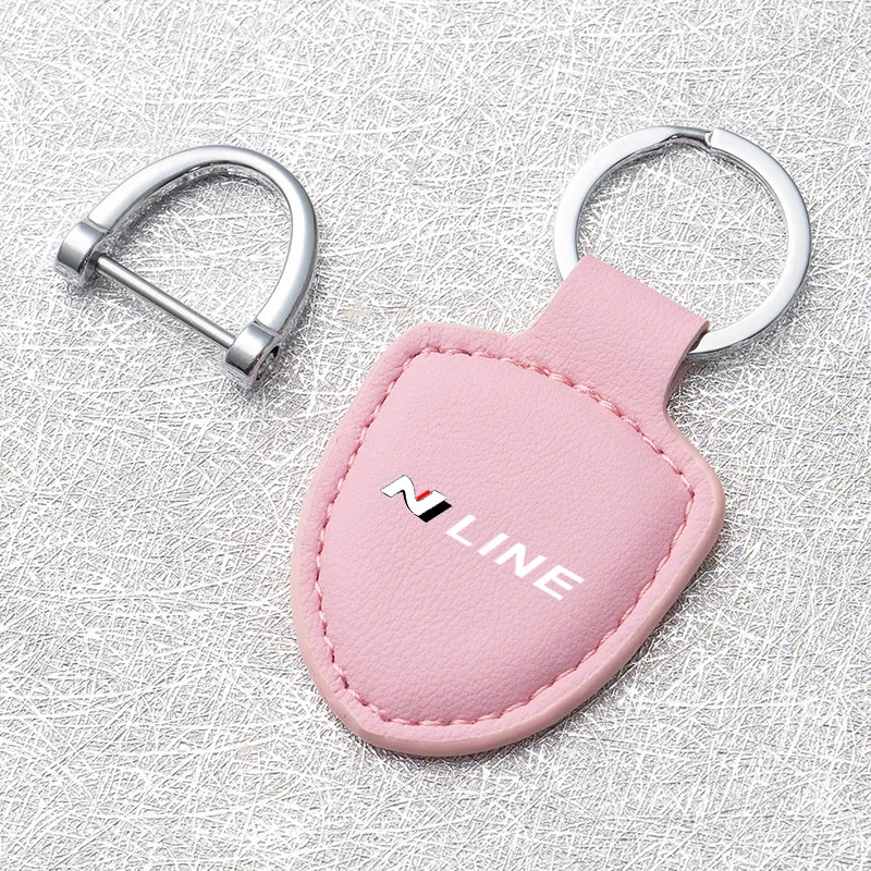 Leather Car Keychain Promotional Gift with Logo Keychain For Hyundai Nline i30 Kona Tucson Sonata Elantra Veloster Accessories - view 2