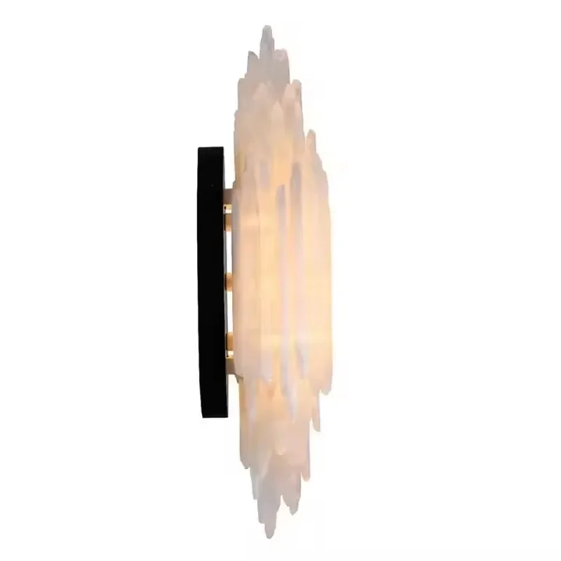 Customizable Modern Natural Selenite Wall Light Energy Stone Bedroom Hotel Villa Led Sconce Galery Decoration Wall Lamp