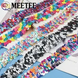 2/5/10Meters Meetee 3cm Strech Sequin Ribbons Elastic Lace Trims for Sewing Paillettes Dance Dress Fabric Clothing Accessories
