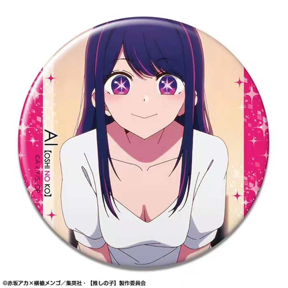 58mm Anime OSHI NO KO Hoshino Ai aguamarina MEM CYO Kurokawa Akane Arima Kana Cosplay disfraz insignia Pin SPTE broche de hojalata Prop