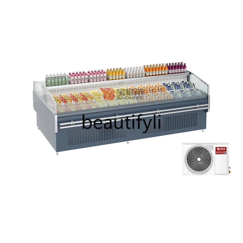 

Supermarket horizontal double-sided double-layer freezer convenience store fresh meat and vegetables display refrigerator