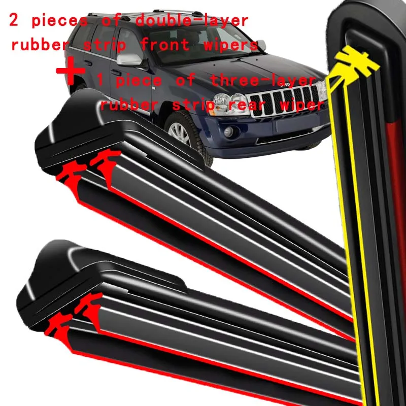 For Jeep Grand Cherokee WK 2006-2010 2007 2008 Wiper Front & Rear Wiper Blades Windshield Windscreen Window Brushes 21