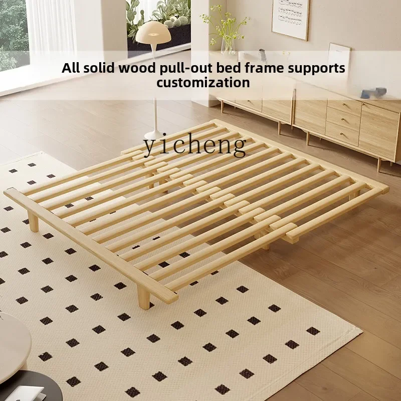 ZC all solid wood without bedside bay window tatami pullable folding invisible sofa bed shelf row skeleton