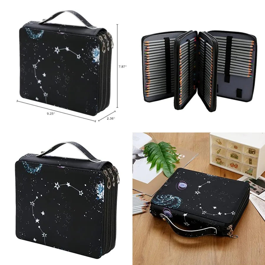 

Portable Colored 120 Slots Pencil case Organizer with Printing Pattern for Watercolor Pens or Markers Pencil Case Organizer for