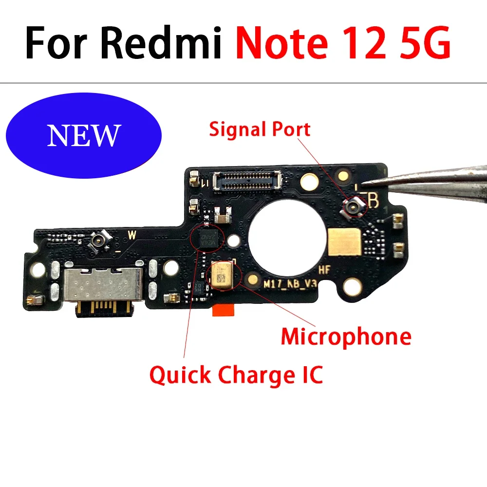 Charger Board Flex For Xiaomi Redmi Note 12 4G 5G 12C Dock Connector USB Charger Charging Port Flex Cable Board Replacement