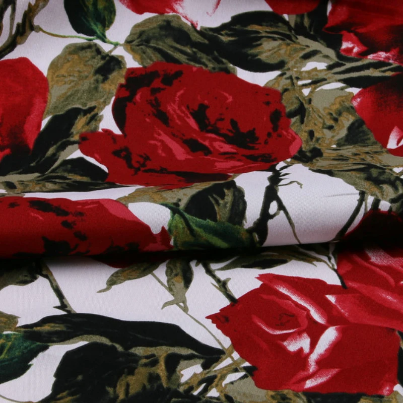 50x145cm natural 100% cotton red rose printed fabric fashion children\'s clothing shirt sewing fabric cloth for dress material