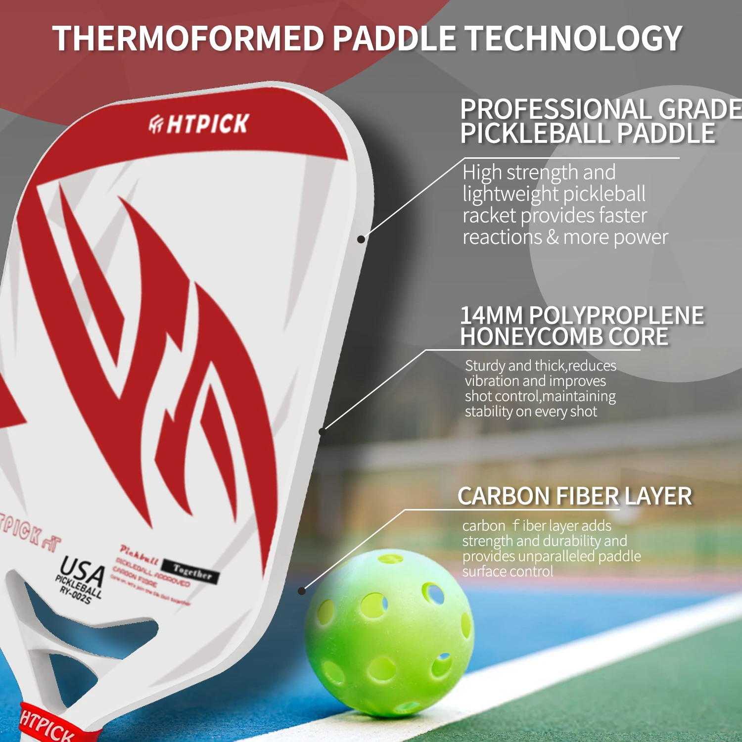 

HTPICk hot-formed frameless pickleball paddle 16mm set is ready for shipment and has passed the USAPA certification.