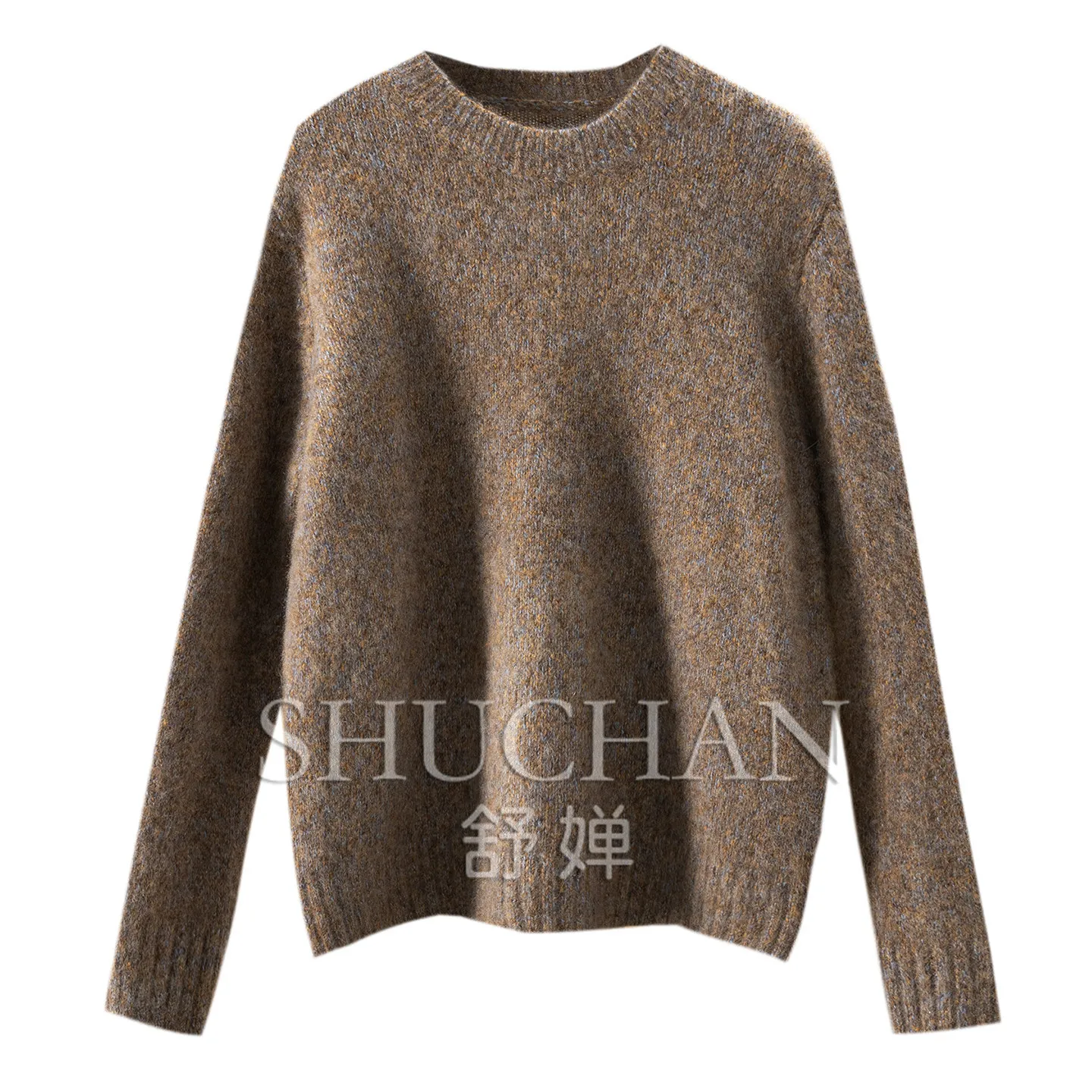 Pullover Winter New Quiet Luxury Old Money, Heavy Flower Yarn 100% Cashmere Loose Crew Neck Sweater Women's E285