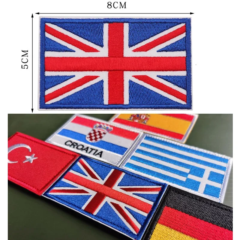 Magic Stikcer Embroidery Flag Patch Russia Spain Turkey France EU US Israe Tactical Badge Hook Loop Backpack Patches on Clothes