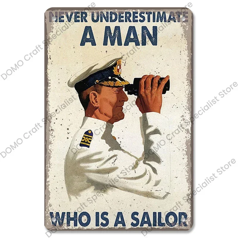 Sailor Poster Vintage Metal Plate Sailing Ship Rudder Hold Fast Retro Metal Tin Signs Sailing Club Living Room Home Wall Decor