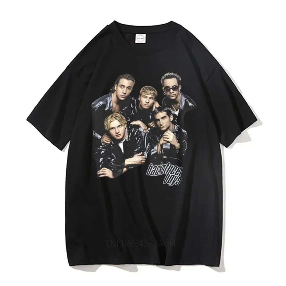 남성 빈티지 고딕 록 스트리트웨어, 팝 뮤직 보이 밴드, Bsb 그룹 티셔츠, O칼라 오버사이즈 티셔츠, 백스트리트 보이즈