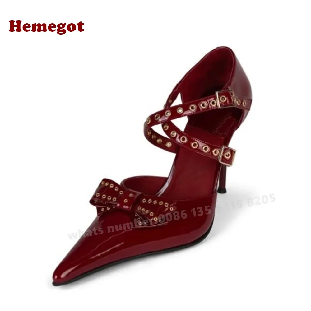 الصليب التوى برشام مضخات الأسود مدبب تو فراشة عقدة المرأة مضخات خنجر الكعوب لامعة مثير أحذية الحفلات الصيف الفاخرة #4