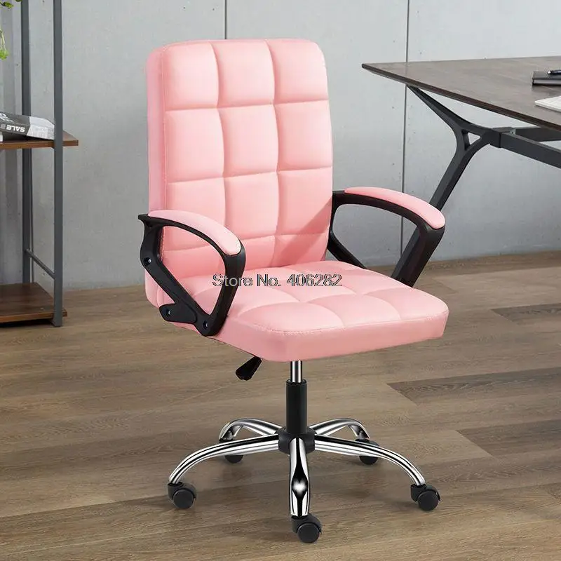 Muebles de oficina altura ajustable silla giratoria de ordenador Reposabrazos de cuero acolchado Conferencia ergonómica silla de oficina