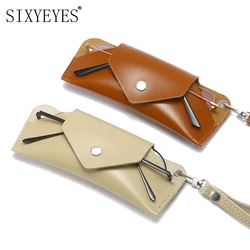 Soft PU Leather Eye Glasses Sunglasses Bag with Hanging Lanyard Glasses Storage Cover Container Solid Pouch Bag Easy to Carry