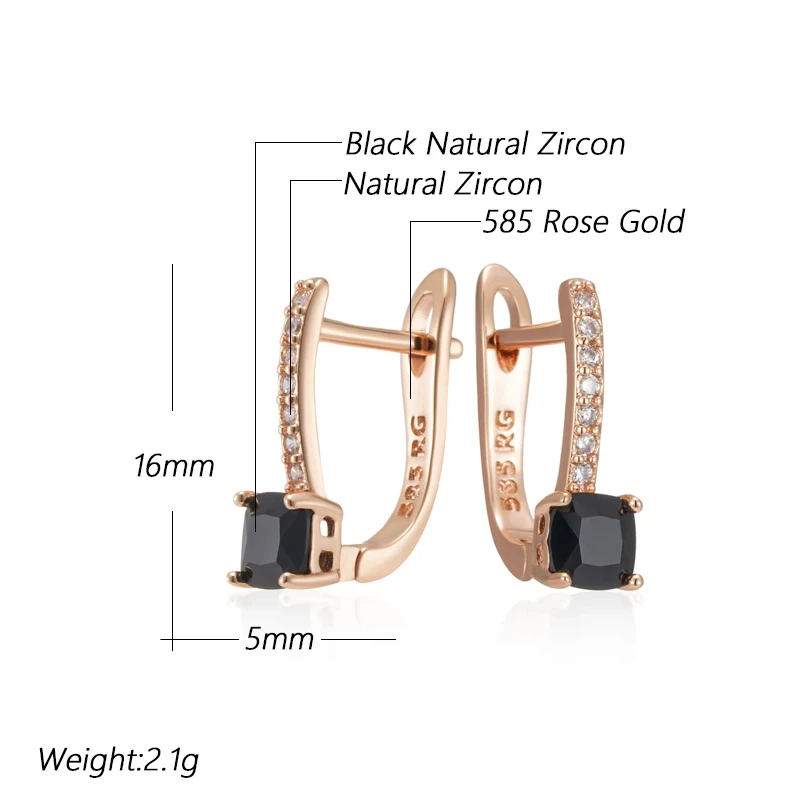 Wbmqda Classic Square Small Drop Earring For Women 585 Rose Gold Color High Quality Daily Jewelry