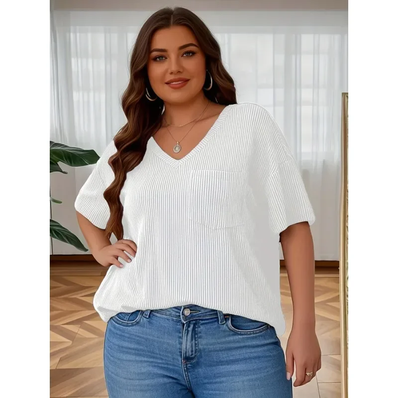 Grande taille nouvelles femmes décontracté à manches longues coton t-shirts femmes à manches courtes côtes col en V t-shirt été léger à manches longues haut