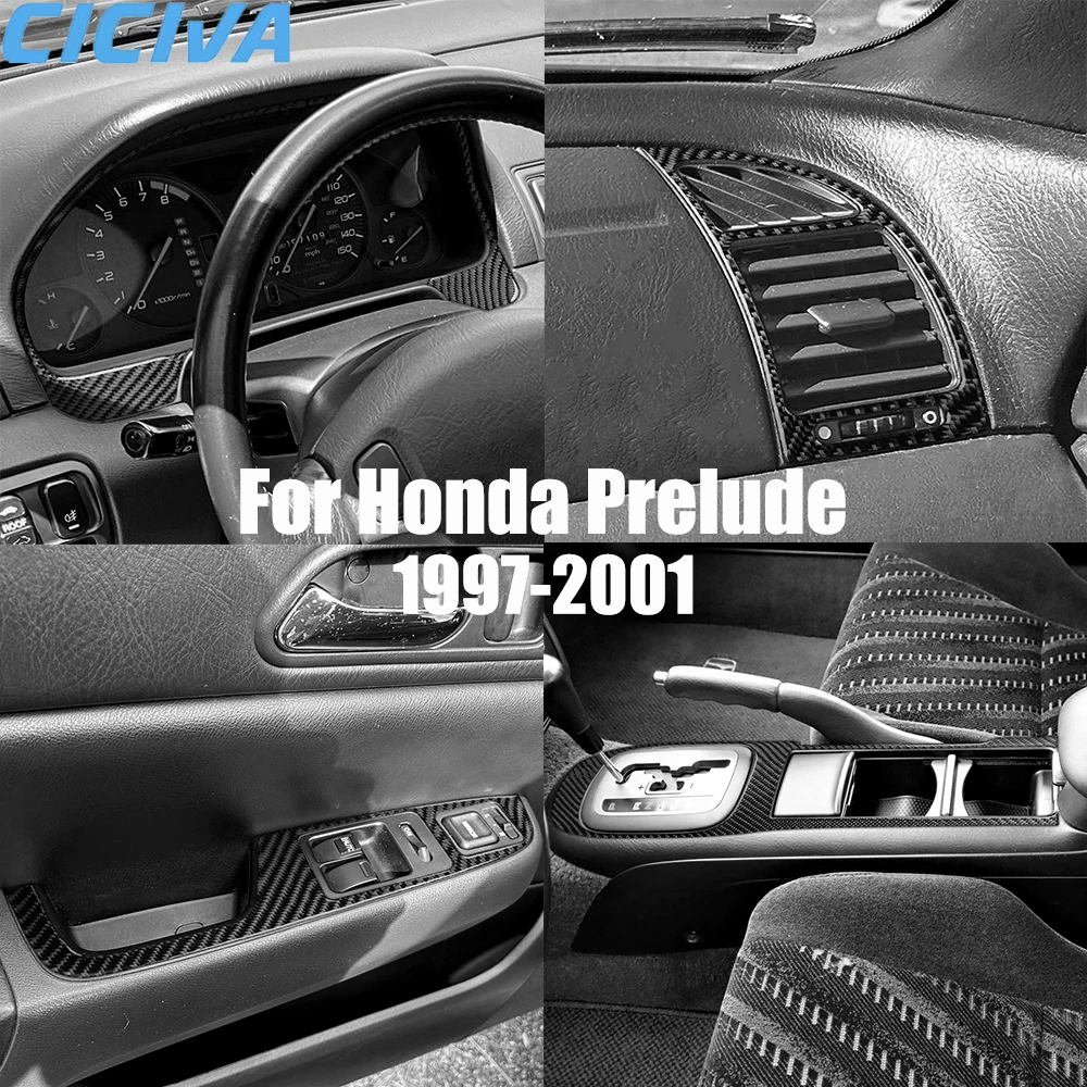 Accesorios de Fibra de Carbono Real para Autos, Cubierta Decorativa para el Elevador de Ventanas, Adhesivo Suave para Honda Prelude 5ª Gen 1997 1998 1999 2000 2001