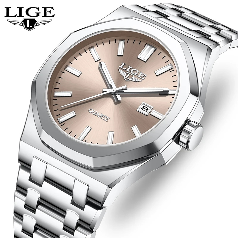 

Men's watch LIGE waterproof stainless steel luminous business clock mens watch fashion quartz wristwatch calendar reloj hommes
