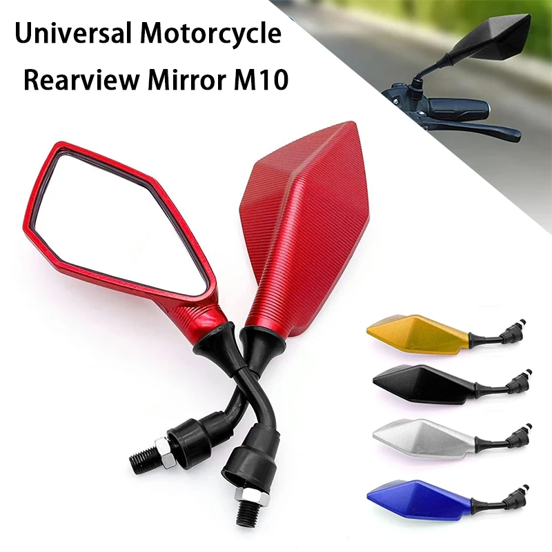 

10mm 2pcs Motorcycle Rearview Mirrors Wide Angle Adjustable Bicycle Bike Handlebar Side Flexible Rear View Mirror Universal