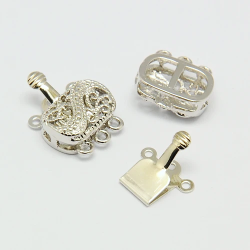 2Pcs Brass Box Clasps Flower Hollow Out Multi-Strand Metal Clasps End Findings For DIY Jewelry Bracelet Necklace Making Supplies