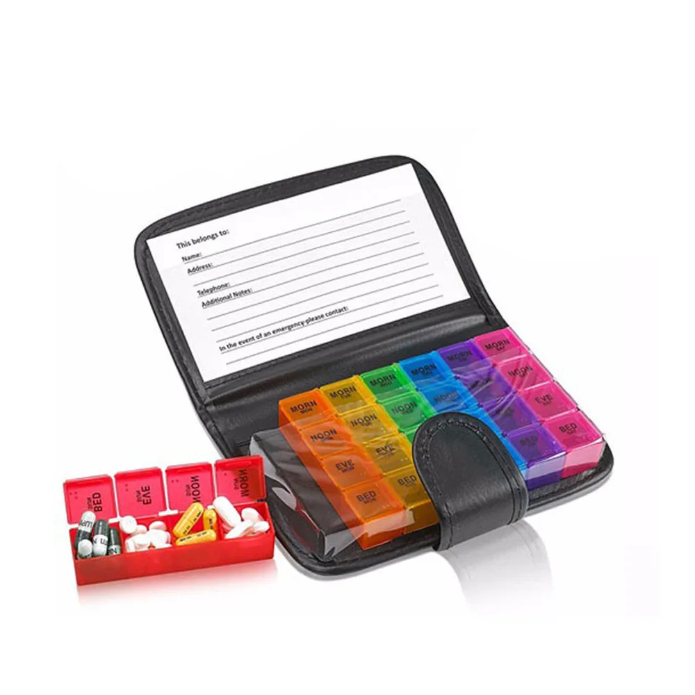 Large Volume Colorful 28 Compartments Pill Organizer Monthly Tablet Sorter Box Stock Pill Box