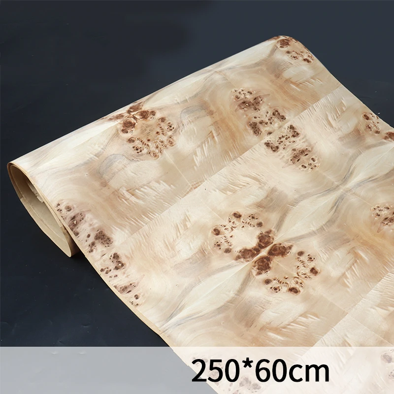 Natural Wood Veneer White Poplar with Burl Kraft Paper for Furniture Guitar Stereo about 60cm x 2.5m 0.25mm Thick