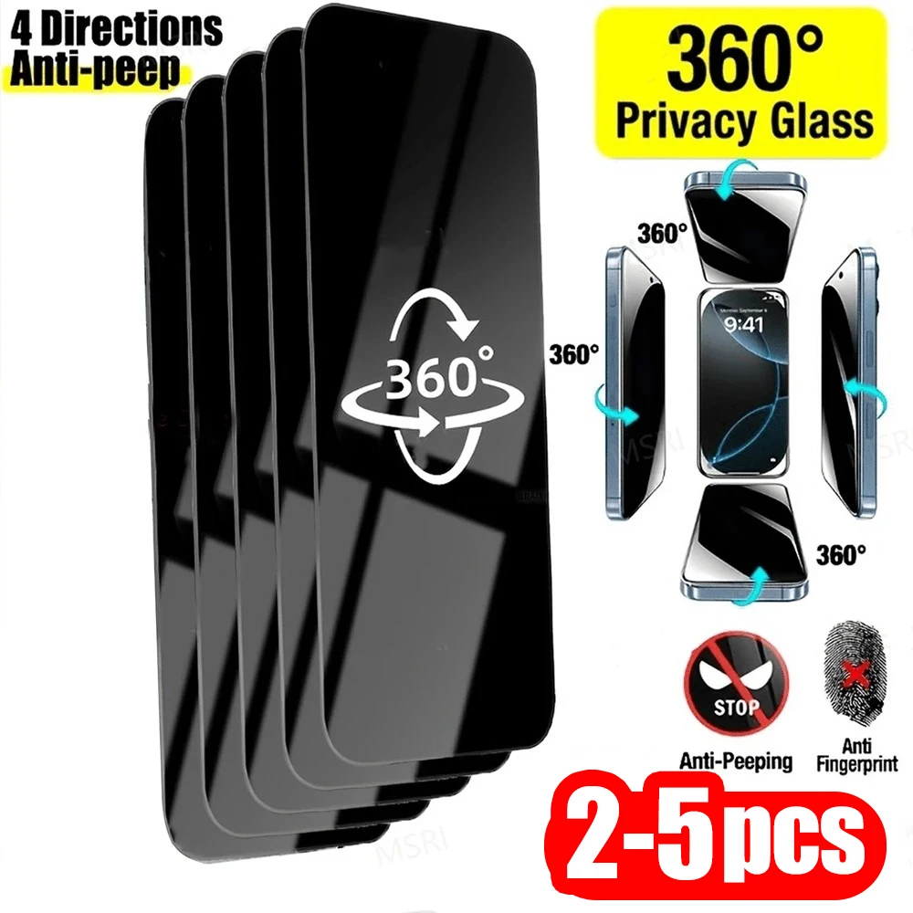 2-5 Stück 360° Rundum-Sichtschutzfolie für iPhone 18 Pro Max 17 16 15 Pro Max 14 Plus 13 iPhone 18 Ultra Anti-Spy-Glas