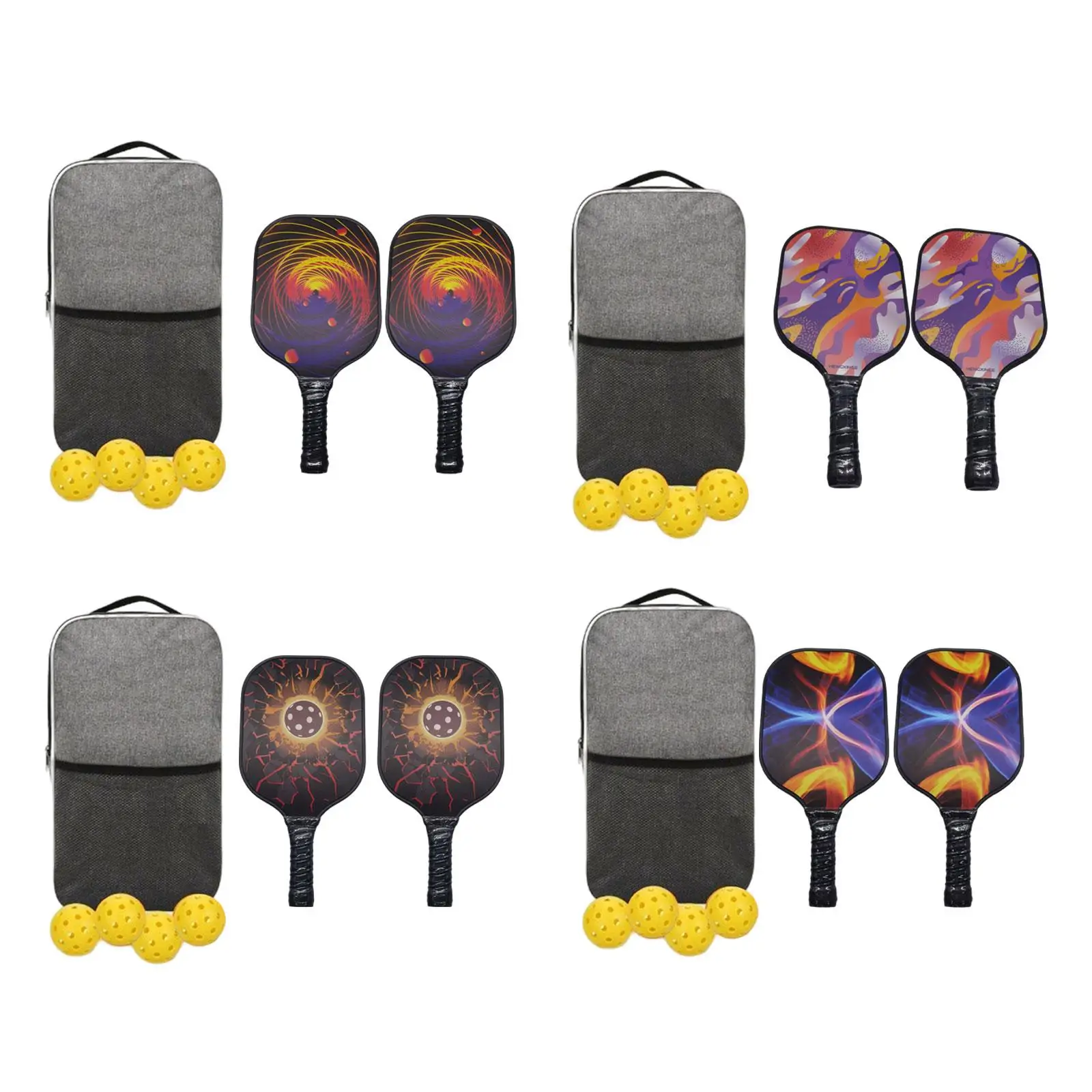 

Set of 2 4x Pickleballs Balls Pickleball Rackets with Carry Bag Comfort Grip for Beginner to Advanced Player Men Women