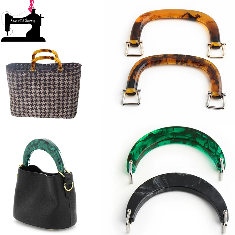 2/10/20PCS Black/Green Arch Shape Resin Bags Handle With Ring For Tote Handbag Straps Wristband Shoulder Purse Decor Accessories