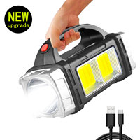 New Upgrade Rechargeable High Power Solar LED COB Flashlight with Power Bank Waterproof Multifunctional Hand Lamp for Outdoor