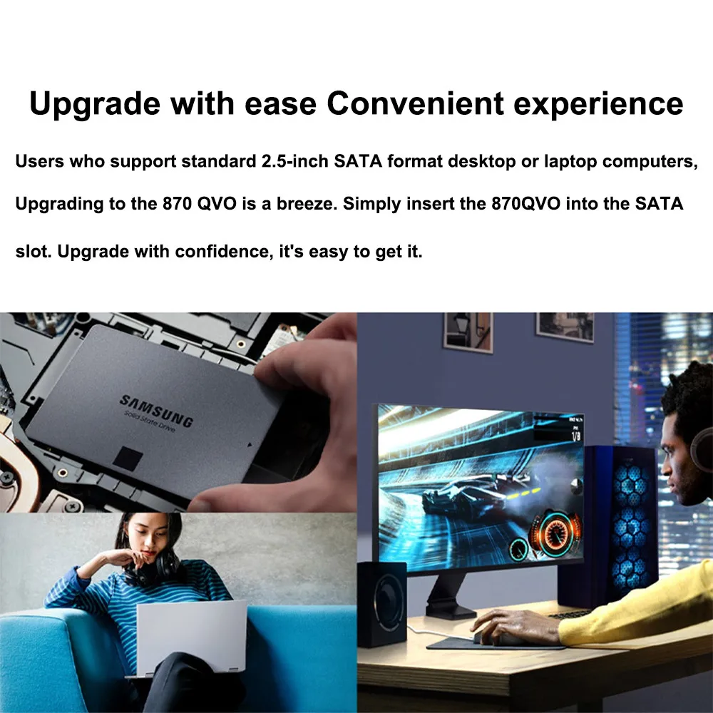 ذاكرة تخزين USB داخلية صلبة للكمبيوتر المحمول أو الكمبيوتر المكتبي SAMSUNG SSD 870 EVO 500GB 250GB QVO 1TB 2TB 4T 8TB 2.5'' SATA Internal Solid State Drive Storage USB 3.0 For Laptop or Desktop