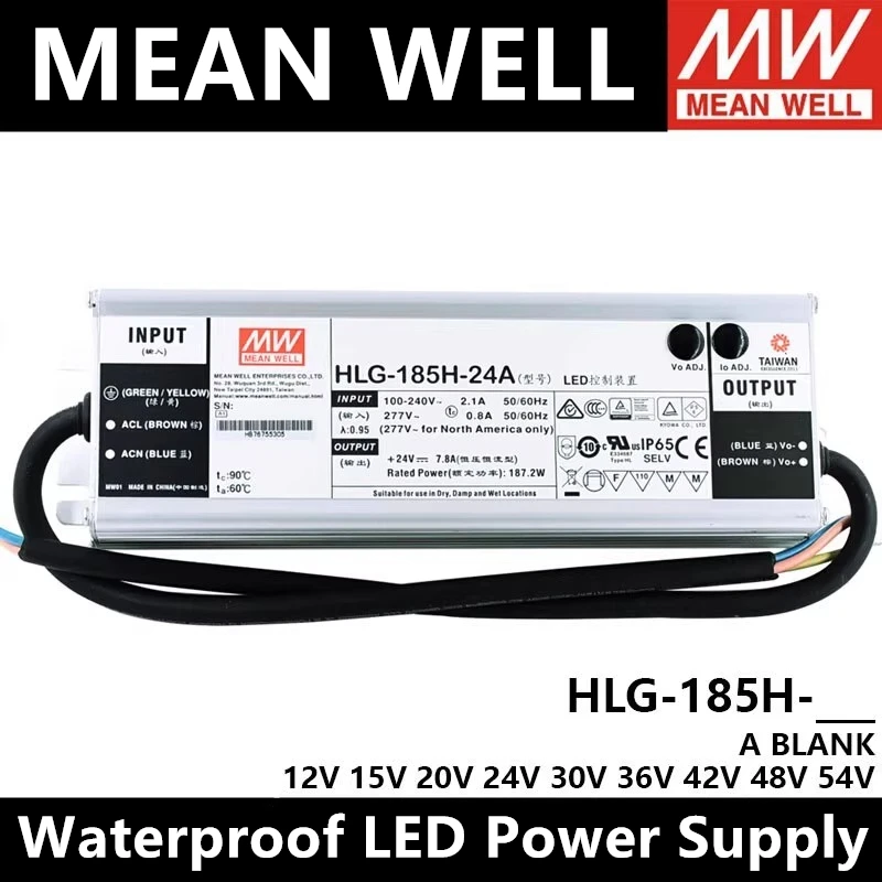 

Умный HLG-185H-12A/12B/15A/15B/24A/24B/30A/36A/36B/42A/48A/48B/54A/54B тайваньская компания MEAN WELL Светодиодный источник питания