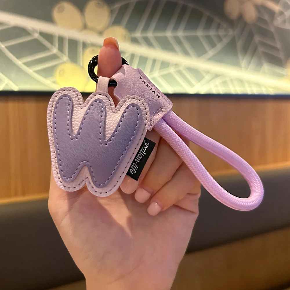 Mixed Color Pu Leather Letter Key Chains A-Z Initial Alphabet