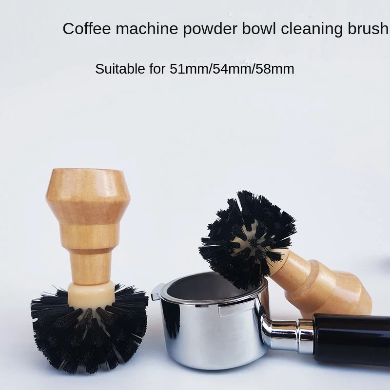

Coffee machine cleaning brush Solid wood handle cleaning brush Coffee powder bowl brush Coffee machine cleaning brush