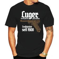 Luger Premium T-Shirt Pistole 08, Parabellum, Selbstladepistole, Deutschland Clothing Men Women Tee Letters Classic Streetwear