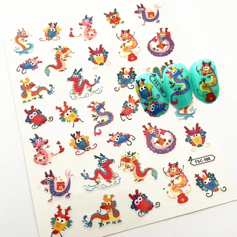 Cute Dragon Design Self Adhesive Decal Stamping DIY Decoration Tools Nail Stickers TSC 433 394