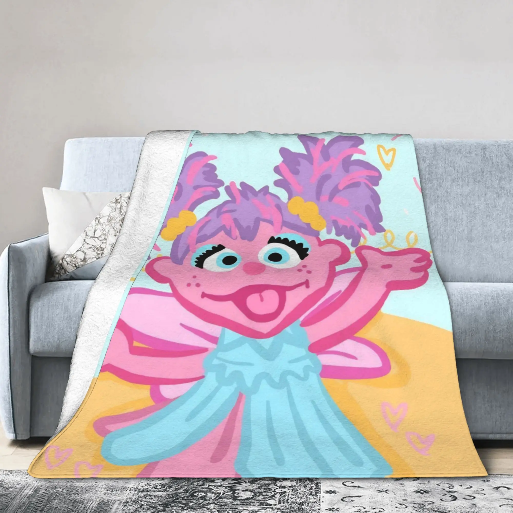 Sesames Streets Blanket Cover Velvet Abby Cadabby Soft Throw Blanket for Home Couch Bedroom Quilt