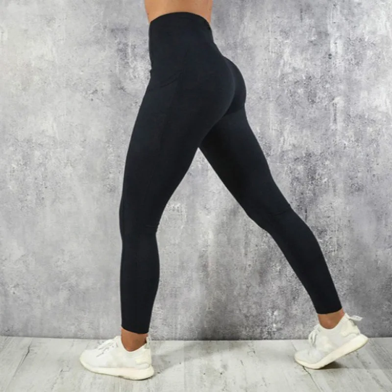 Kobiety Sexy Slim Fitness legginsy z wysokim stanem Push Up kieszeń trening sport Jogging leginsy moda szybkoschnący ołówek spodnie Skinny