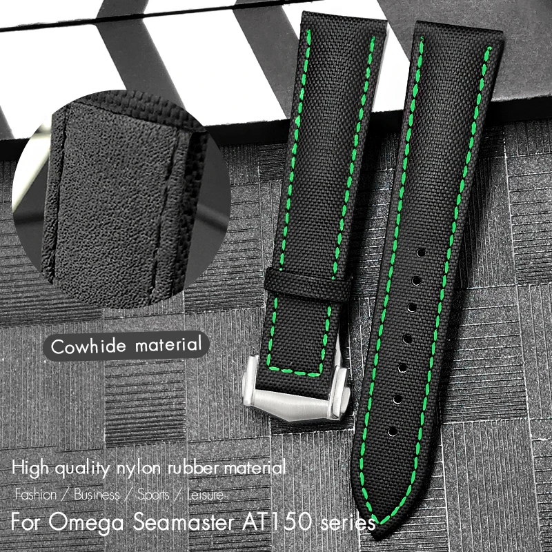 

Nylon Cowhide Leather Watch Strap for Omega Seamaster SEIKO IWC Longines Tudor 19mm 20mm 21mm 22mm Color Fabric Canvas Watchband