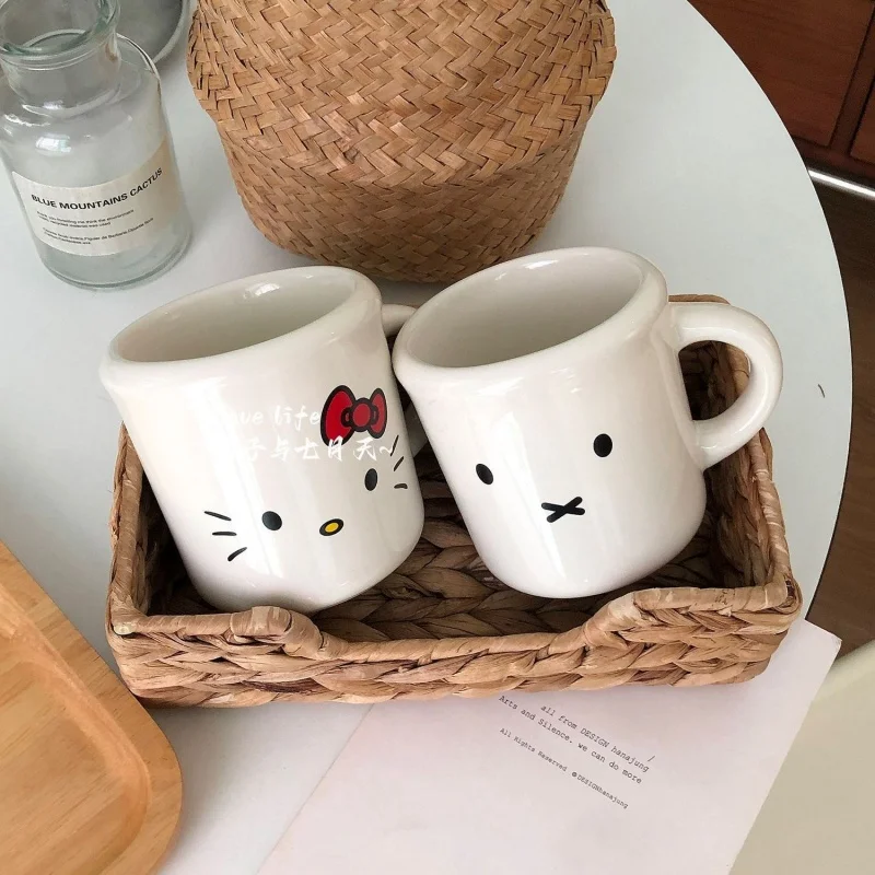 

Kawaii Anime Hello Kitty Ceramic Cup Appearance Home Makeup Cup Holding Coffee Cup Cute Girl Drinking Water Cup Girls for Gifts
