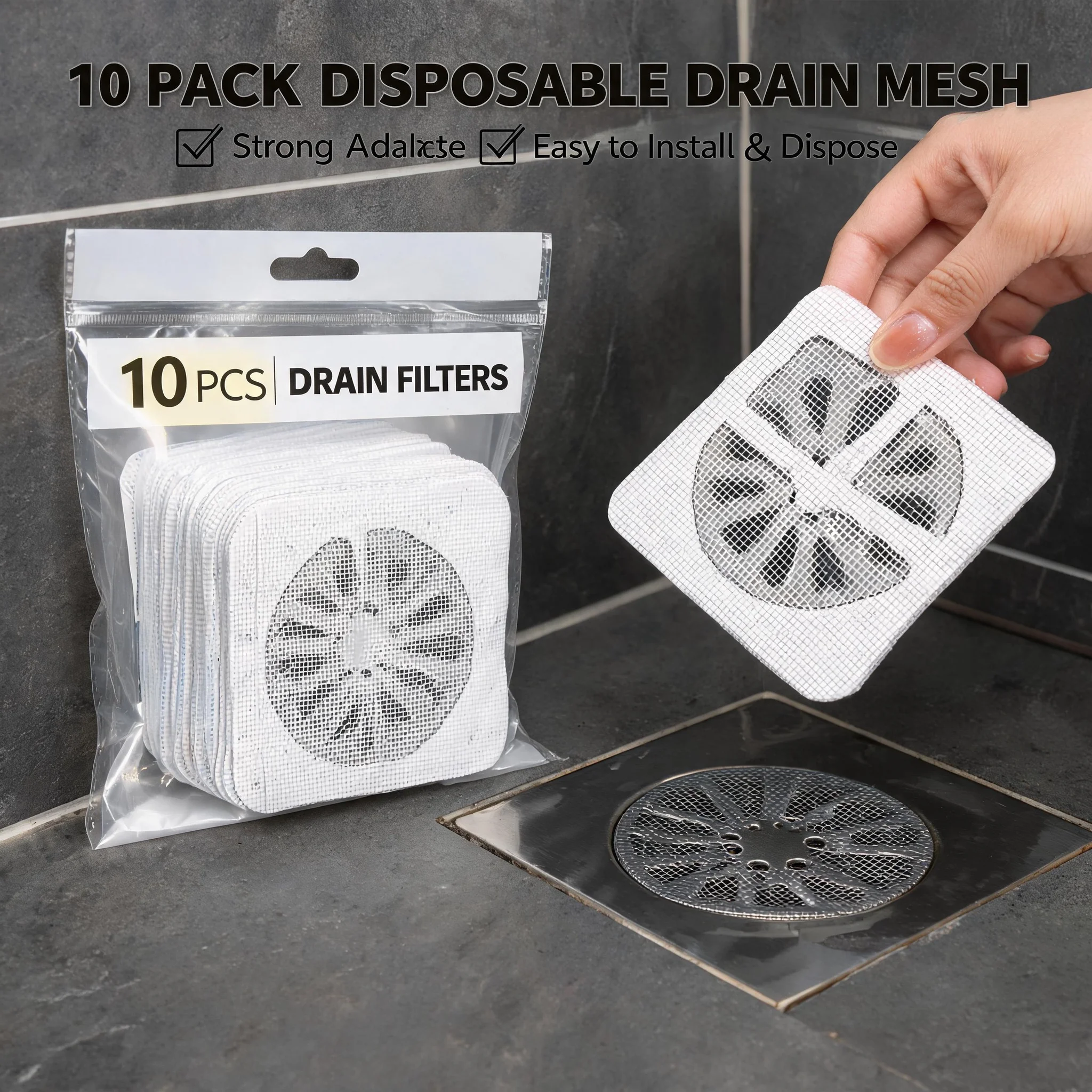 10pcs Disposable Shower Drain Hair Catcher Mesh Shower Drain Covers Floor Sink Strainer Filter Hair Stopper For Bathroom Kitchen