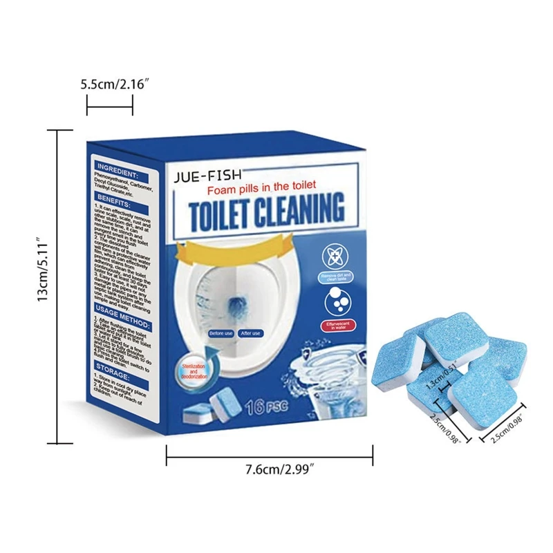 16pcs Toilet Cleaner Effervescent Tablets Automatic Cleaning Tablets for Toilet