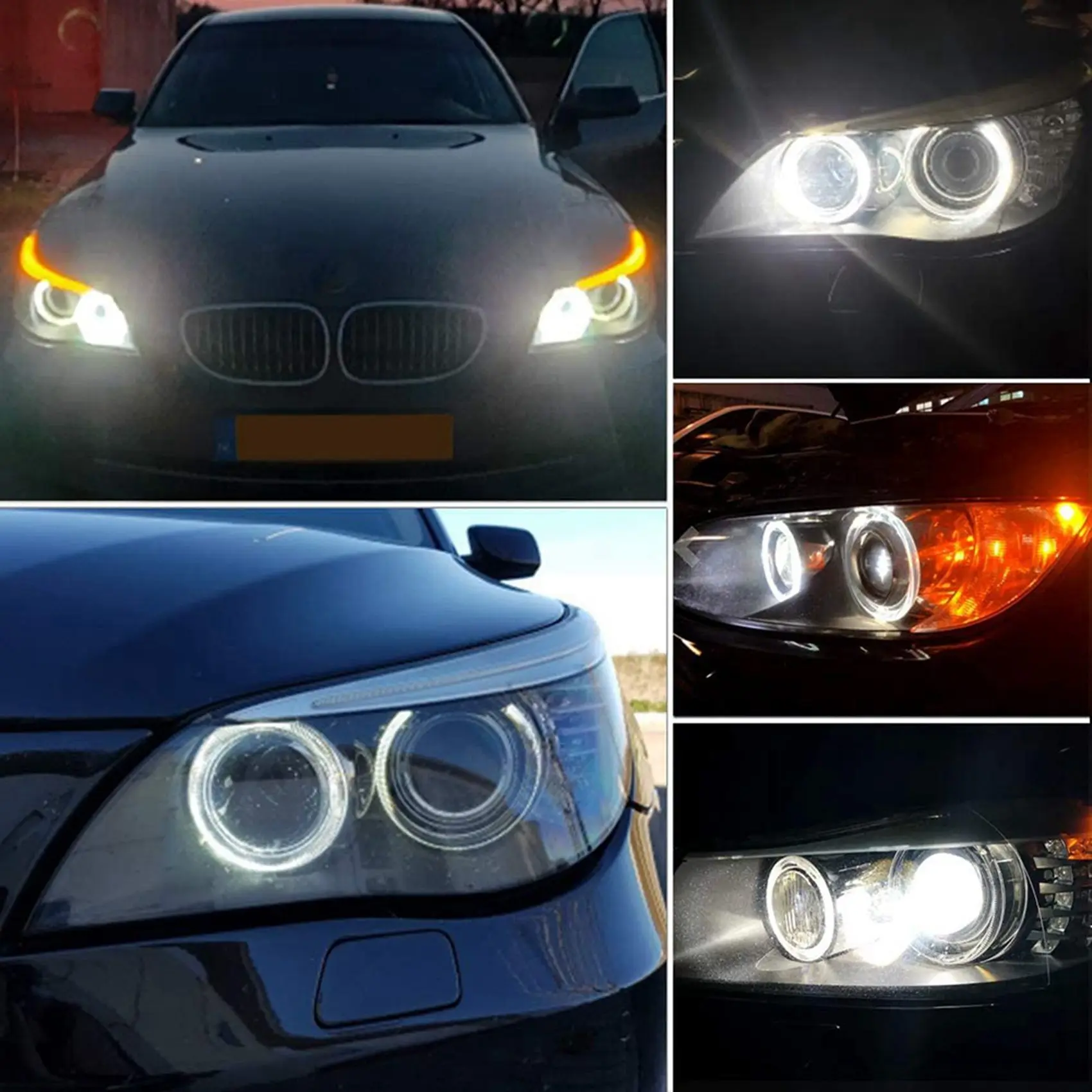 4Pcs Angel Eyes Canbus 80W LED Headlight Marker Light Bulbs Error Free For -BMW E90 E91 3 Series 2005-2008 Super White