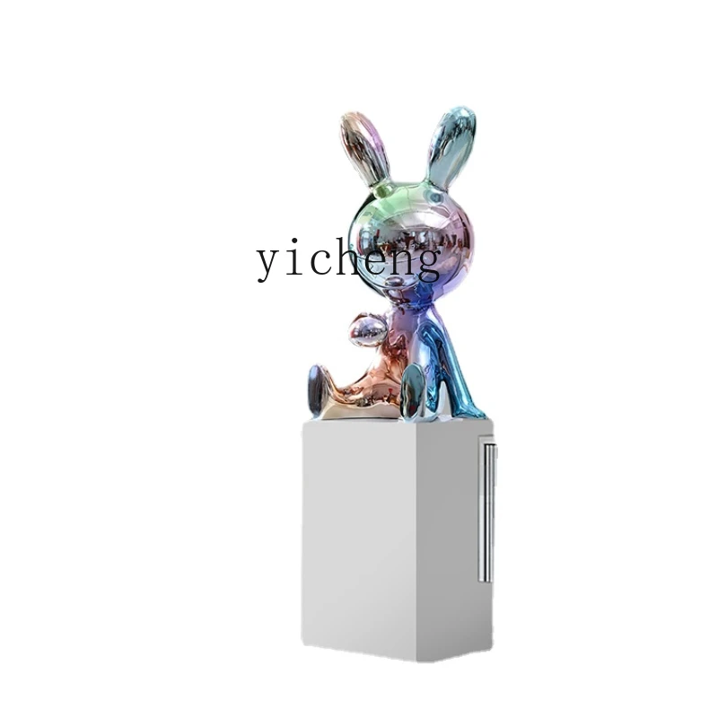 

Zc Living Room TV Cabinet Floor Ornaments Hallway Decorations Electroplating Decoration Hotel Cartoon Rabbit Sculpture