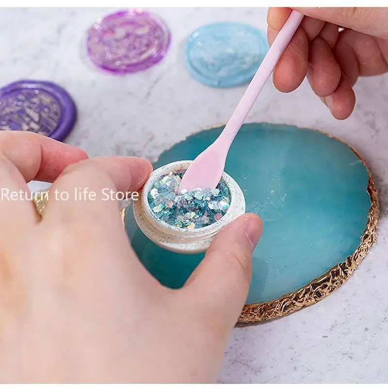 Double-Headed Silicone Cleaning Spoon, Scraper Tool DIY Epoxy Resin, Decoration Powder, Multifunctional Dip Spoon, Seal Wax, 1Pc